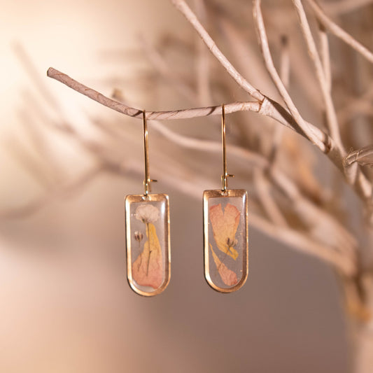 Pastel Arch Gold Floral Earrings 14K Gold Plated